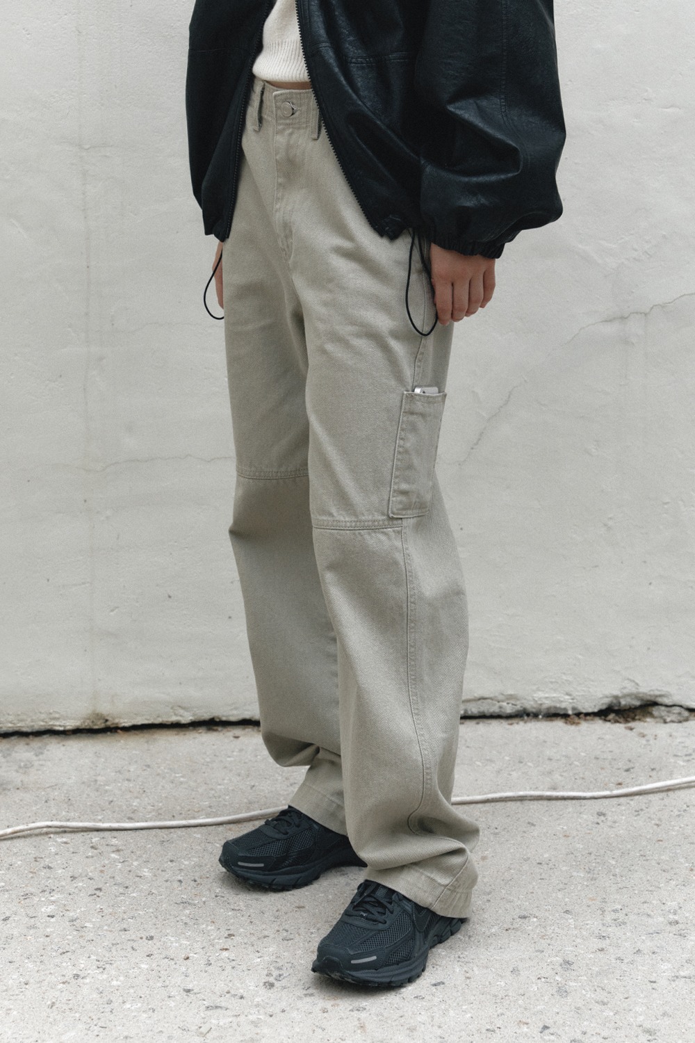 WASHED COTTON PANTS - BEIGE
